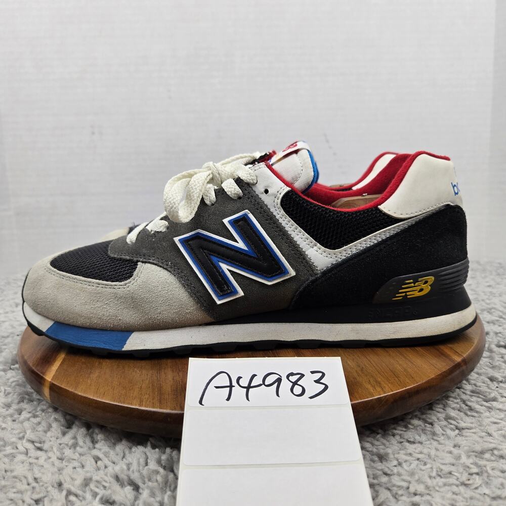 New Balance Mens 11D 574 Black Grey Royal Casual Classic Daily Sneaker ML574LB2 - Picture 1 of 13